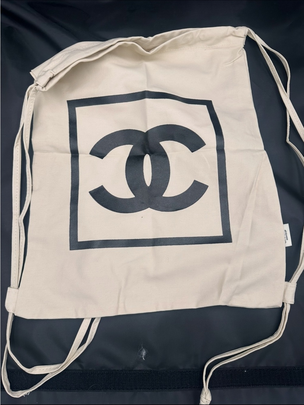 GWP Cream Canvas Drawstring Backpack with Black Logo